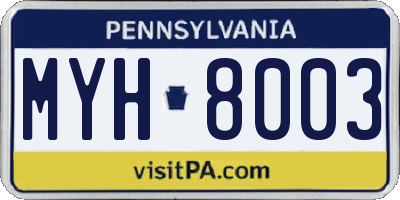 PA license plate MYH8003