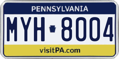 PA license plate MYH8004