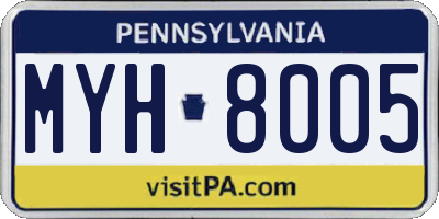 PA license plate MYH8005