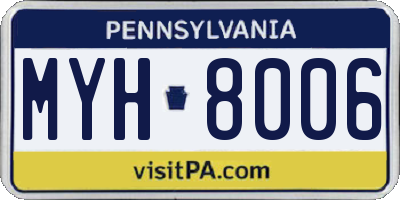 PA license plate MYH8006
