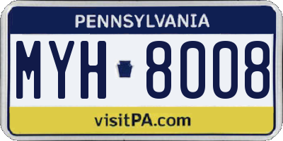 PA license plate MYH8008