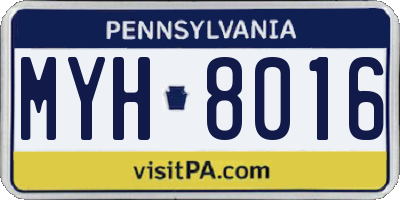 PA license plate MYH8016