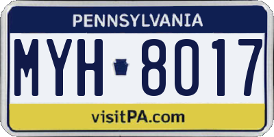 PA license plate MYH8017