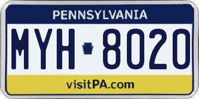 PA license plate MYH8020