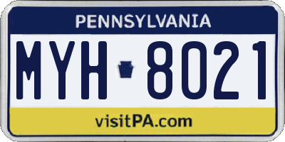 PA license plate MYH8021