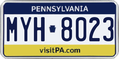 PA license plate MYH8023