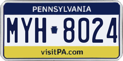 PA license plate MYH8024