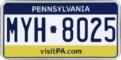 PA license plate MYH8025
