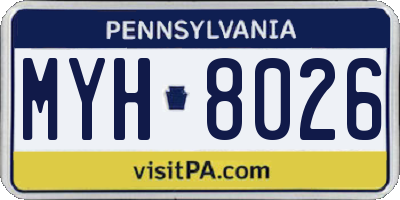 PA license plate MYH8026