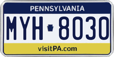 PA license plate MYH8030