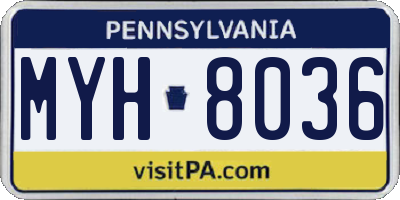 PA license plate MYH8036