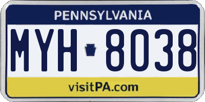 PA license plate MYH8038