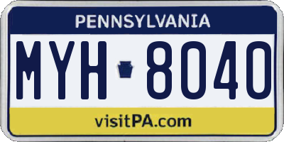 PA license plate MYH8040