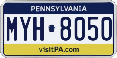 PA license plate MYH8050