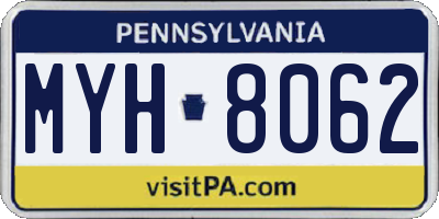 PA license plate MYH8062