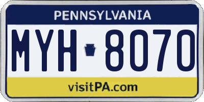 PA license plate MYH8070