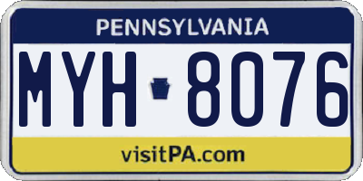 PA license plate MYH8076