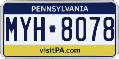 PA license plate MYH8078