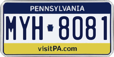 PA license plate MYH8081