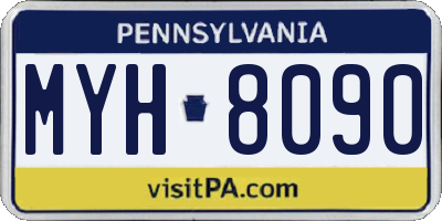 PA license plate MYH8090