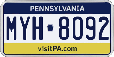 PA license plate MYH8092