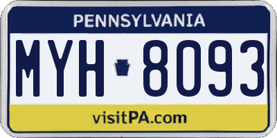 PA license plate MYH8093