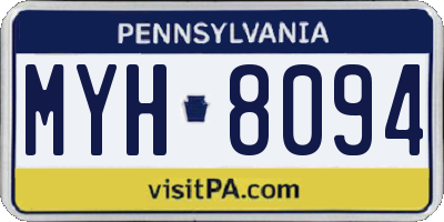 PA license plate MYH8094