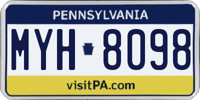 PA license plate MYH8098