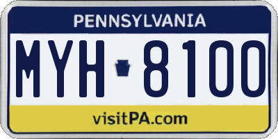 PA license plate MYH8100