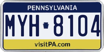 PA license plate MYH8104