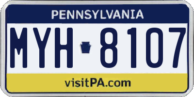 PA license plate MYH8107