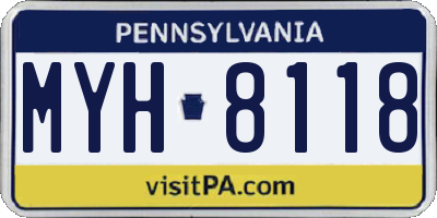 PA license plate MYH8118