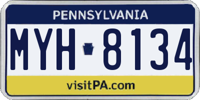 PA license plate MYH8134