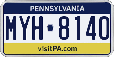 PA license plate MYH8140
