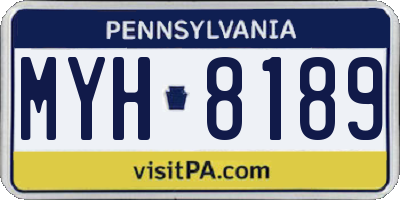 PA license plate MYH8189