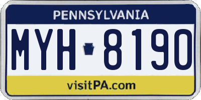 PA license plate MYH8190