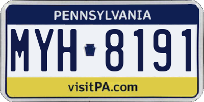 PA license plate MYH8191