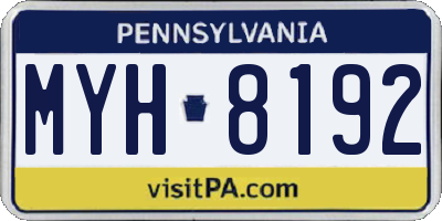 PA license plate MYH8192
