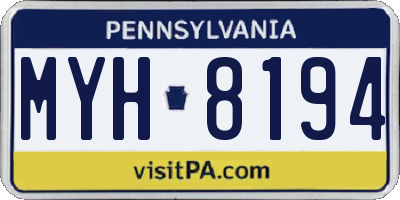 PA license plate MYH8194