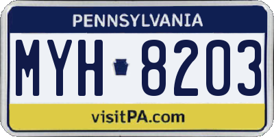 PA license plate MYH8203