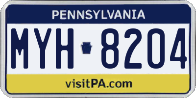 PA license plate MYH8204