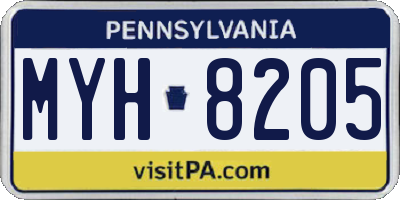 PA license plate MYH8205