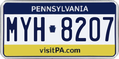 PA license plate MYH8207