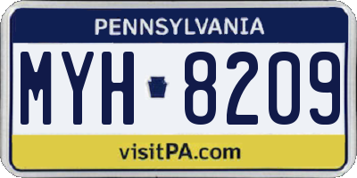 PA license plate MYH8209