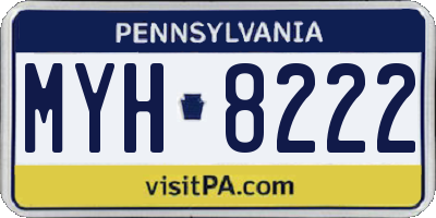 PA license plate MYH8222