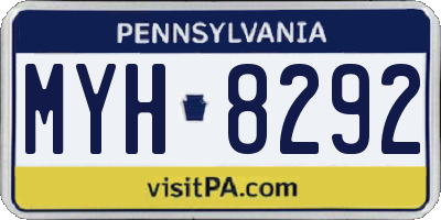 PA license plate MYH8292