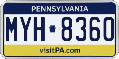 PA license plate MYH8360