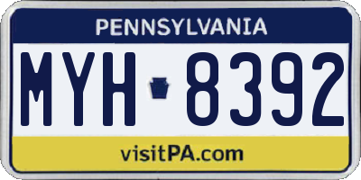 PA license plate MYH8392