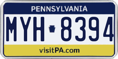 PA license plate MYH8394