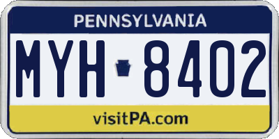 PA license plate MYH8402